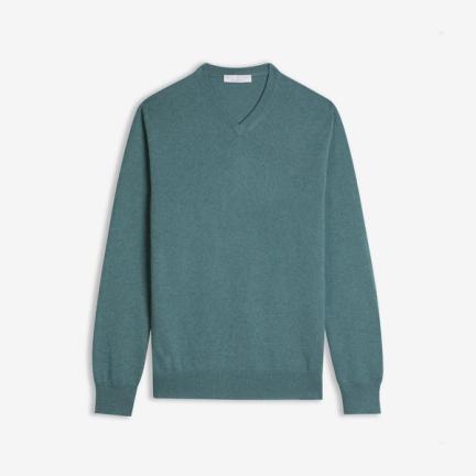 Marine Green Cashmere V Neck