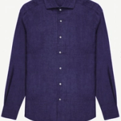 Luca Faloni Navy Blue Portofino linen shirt