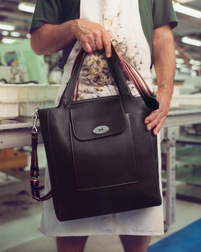 Black Mulberry Antony Clip bag with Paul Smith pattern straps