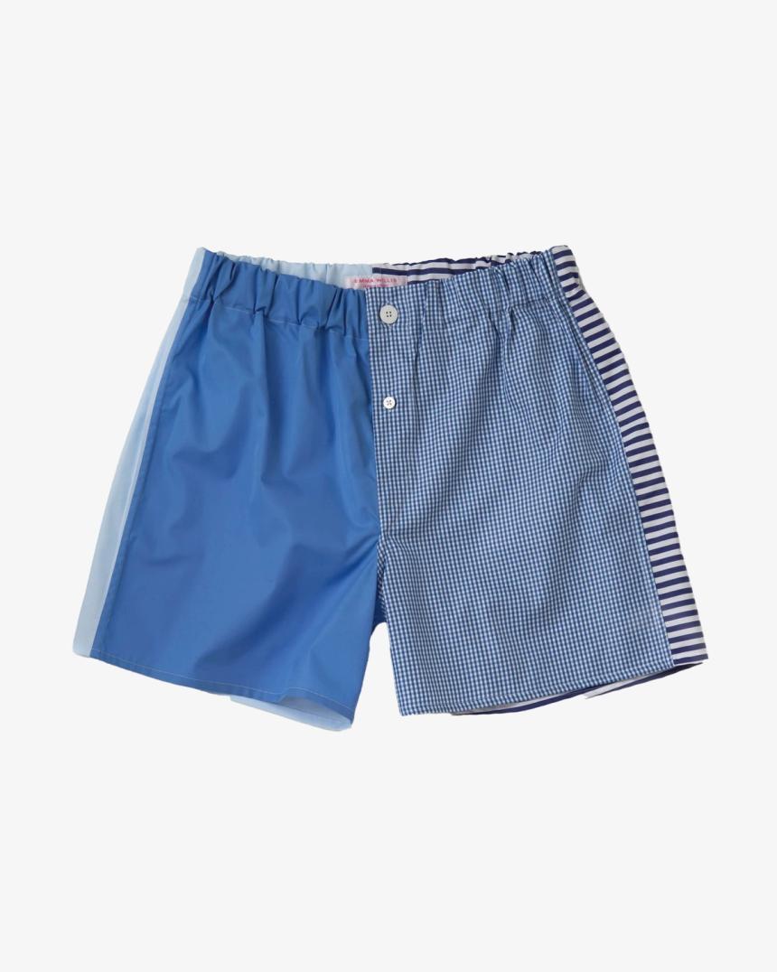Blue patchwork cotton boxer short