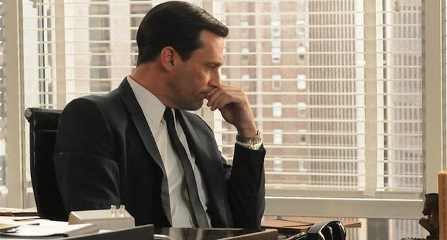 Mad Men's Don Draper played by Jon Hamm wearing a suit