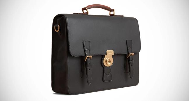 The Medium DK88 Satchel Briefcase in black and brown leather