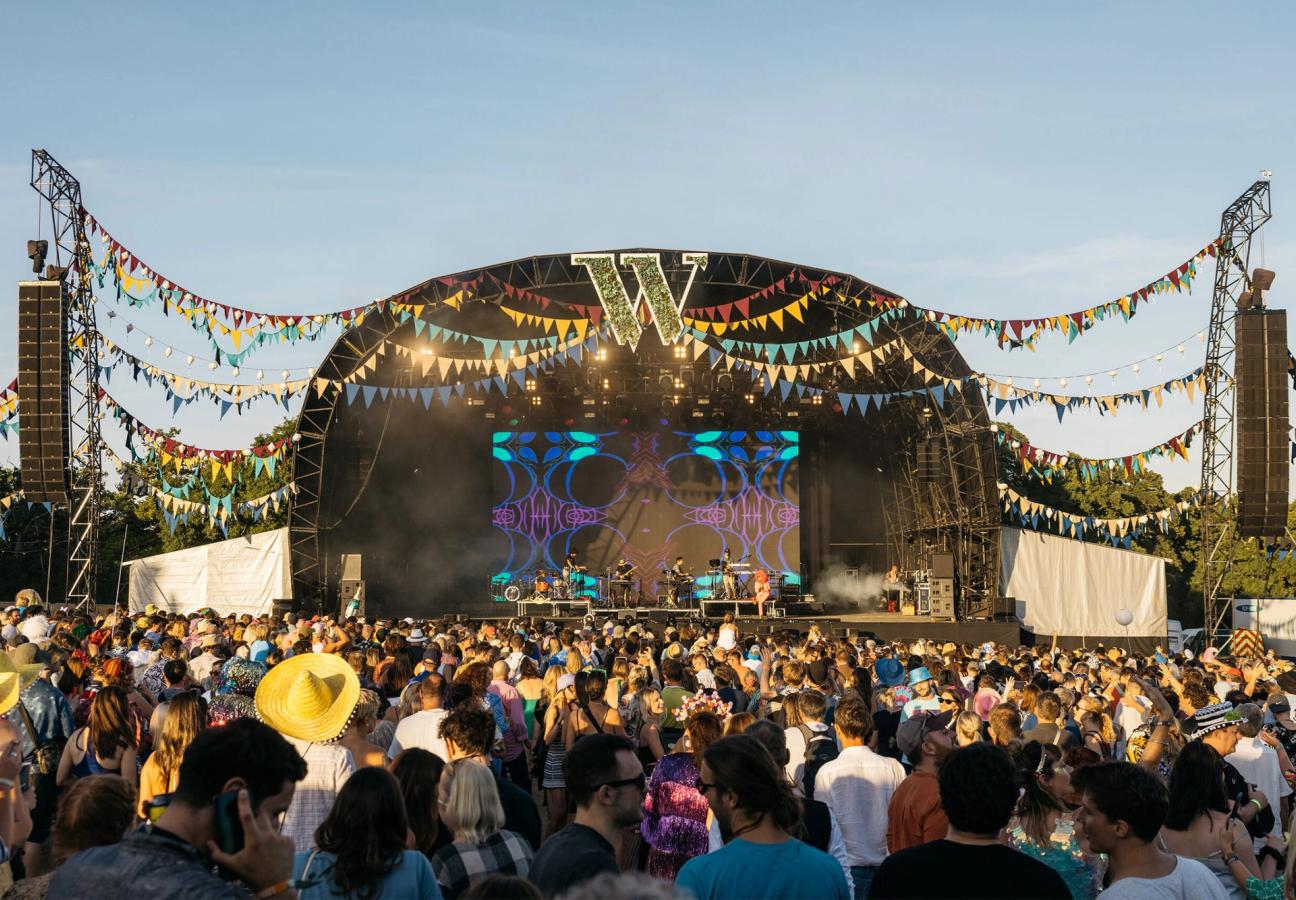 A crowd in front of the Wilderness Festival Main Stage