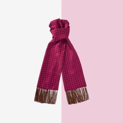 New & Lingwood Magenta Antique Spotted Scarf