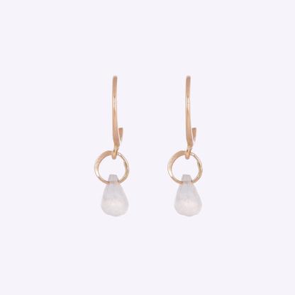 Melissa Joy Manning Gold Rainbow Moonstone Hoop Drop Earrings