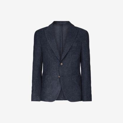 Jacket in technical wool with micro pattern