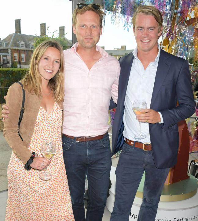 Ella-Mountbatten-Charlie-Law-and-George-Blandford-at-The-Gentlemans-Journal-Summer-Party-at-Masterpiece-London