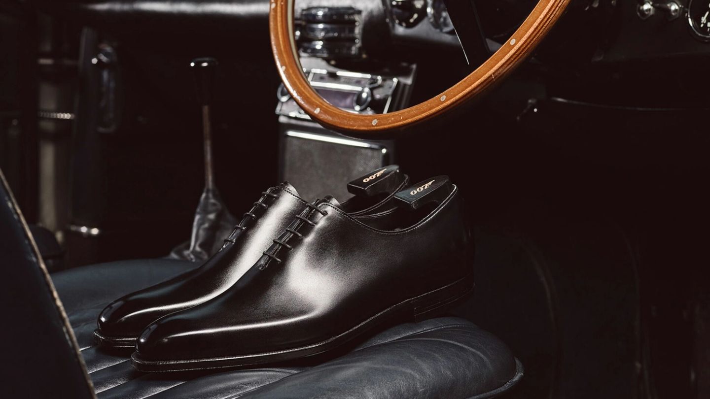 Channel Bond’s black tie with the help of Crockett & Jones