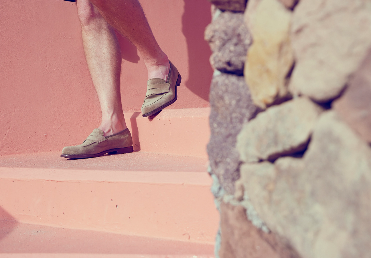 Crockett and Jones Harvard 2 pennyloafer in khaki suede