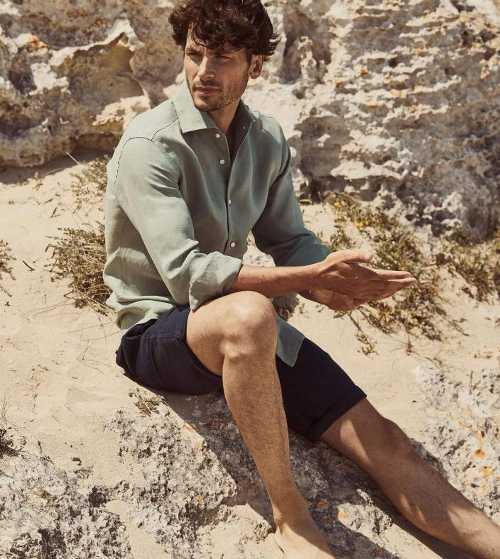 Luca Faloni Sage Portofino Linen Shirt