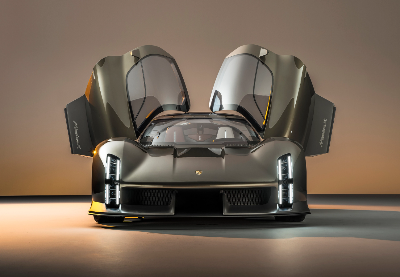 Porsche Mission X with wing doors lifted open
