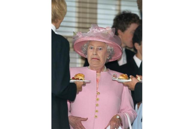 2003 - The Queen takes tea with Eton schoolboys at Guards Polo Club (Mark Stewart)