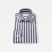 100 Hands Wide Navy Stripe Supima Poplin Gold Line