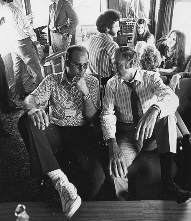 Hunter S Thompson and Senator George McGovern on the presidential campaign trail, 1972