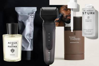 Grooming products from Remington, Acqua di Parma, Dr. Barbara Sturm, Hermès and Patricks