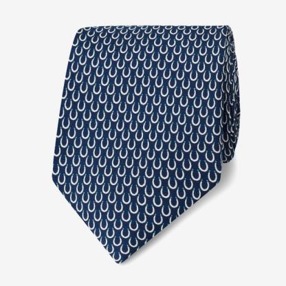 Royal Ascot Navy And White Horseshoe Print Silk Tie