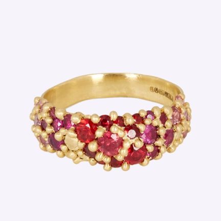 Polly Wales Gold Plum Blossom Sapphire River Ring