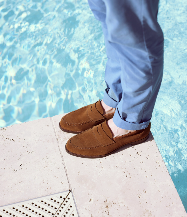 Crockett and Jones Harvard 2 pennyloafer in snuff suede