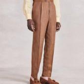 New & Lingwood Single Pleat Bamboo Trousers