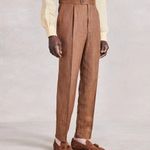 New & Lingwood Single Pleat Bamboo Trousers