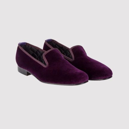 New & Lingwood Burgundy Velvet Dress Slippers