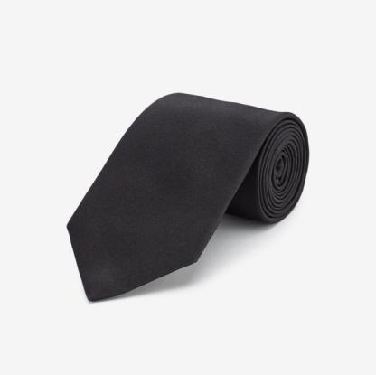 New & Lingwood Black Classic Satin Tie