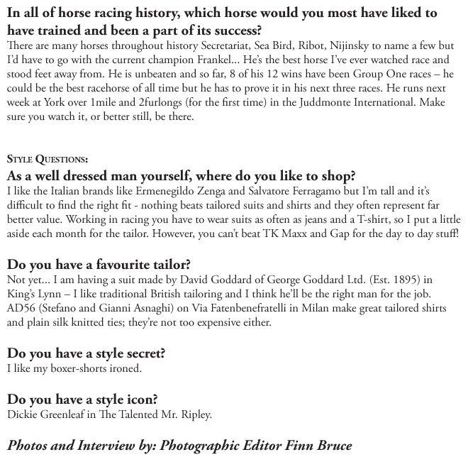 Training A Racehorse - Interview and Portrait | The Gentleman's Journal