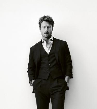 Glen Powell in Brioni tailored suit