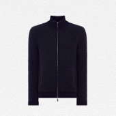 Waffle Knit Full Zip Cashmere Jumper