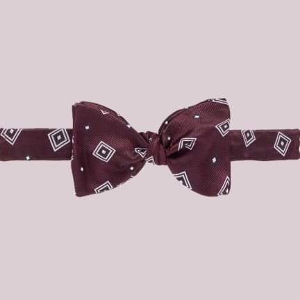 Burgundy Square and Dot Bow Tie