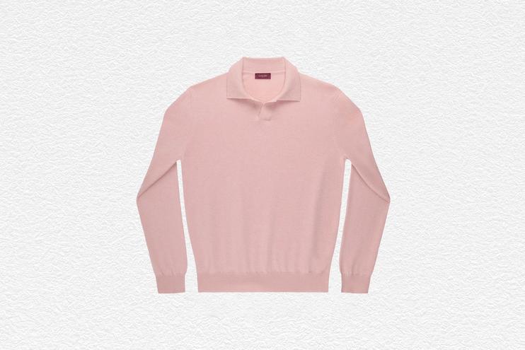Pink Cashmere Polo Neck Sweater