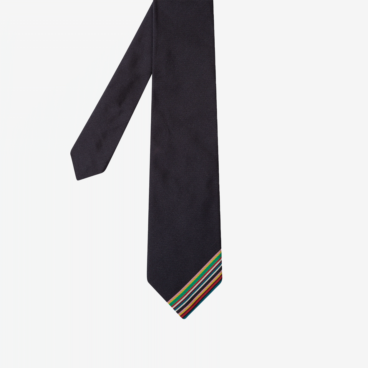 Paul Smith Navy Embroidered Signature Stripe Silk Tie
