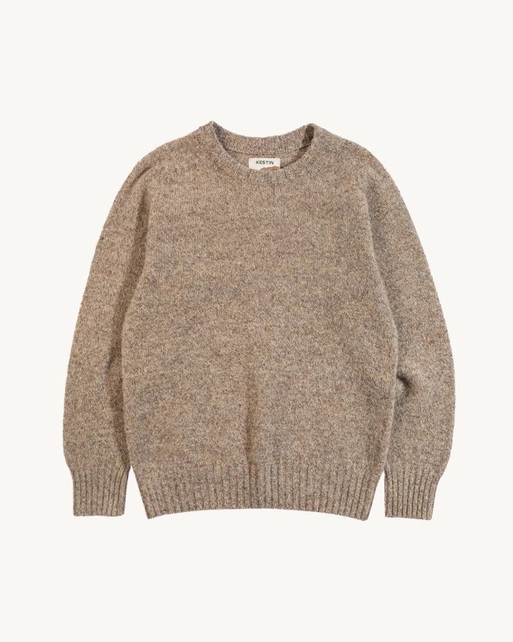 Maglia girocollo in lana d'agnello Shetland garzata