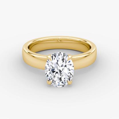 Cigar Band Solitaire Engagement Ring