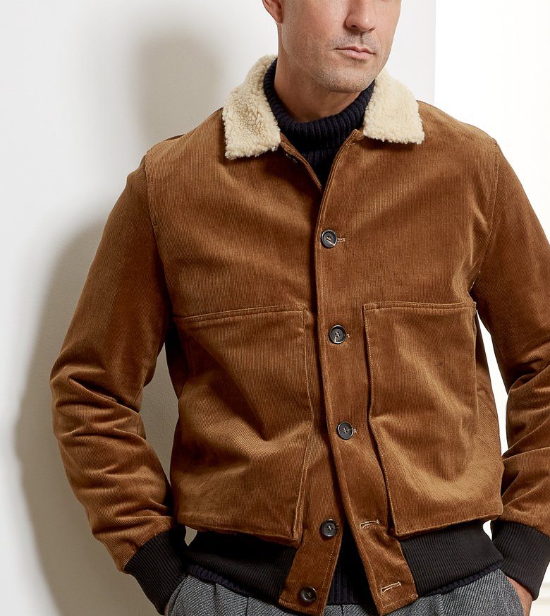 Cord shearling outlet jacket