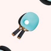 Tiffany Leather and Walnut Table Tennis Paddles