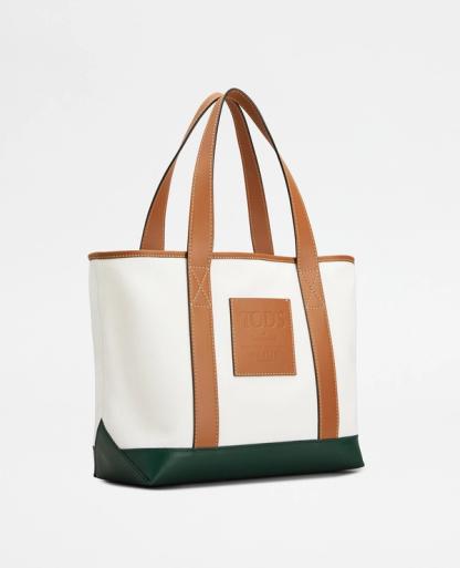Shopping Bag in Canvas and Leather