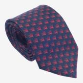 Coral Silk Tie in Navy
