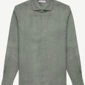 Luca Faloni Safari Green Portofino linen shirt