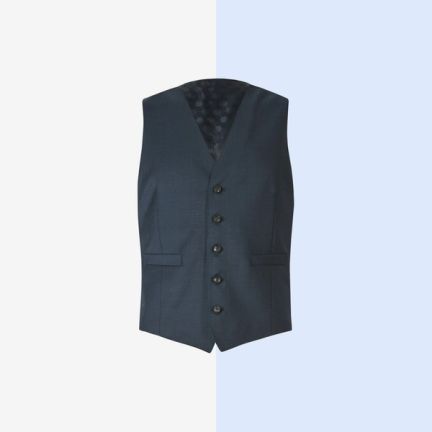 Navy Tailored Fit Wool Waistcoat by Marks & Spencer