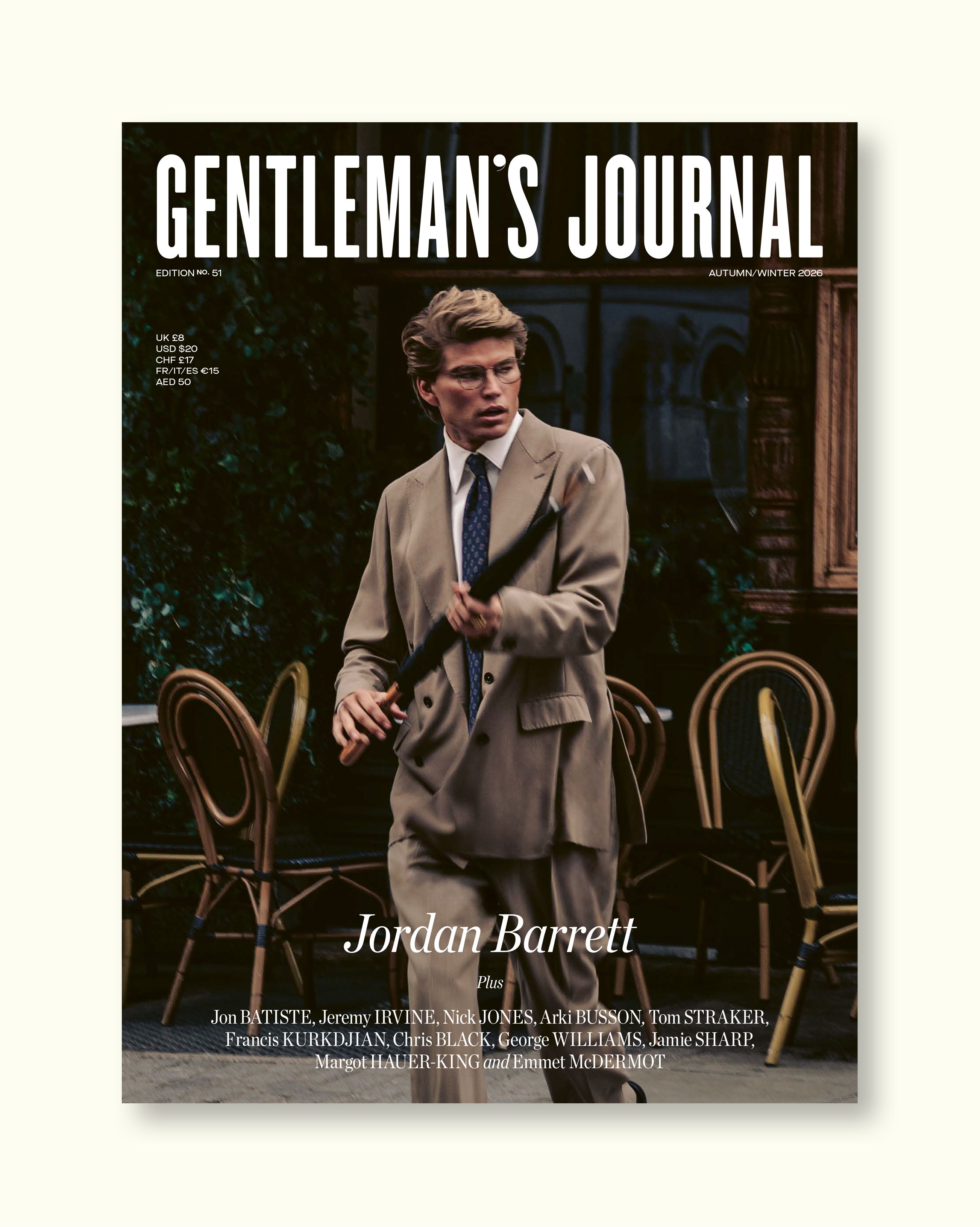 Gentleman’s Journal Autumn/Winter 2026 magazine covers on a cream background