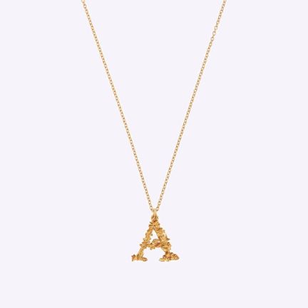 Alex Monroe Gold-Plated Floral Letter A Alphabet Necklace