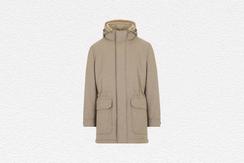 Taupe Cashmere and Wool Flannel Parka