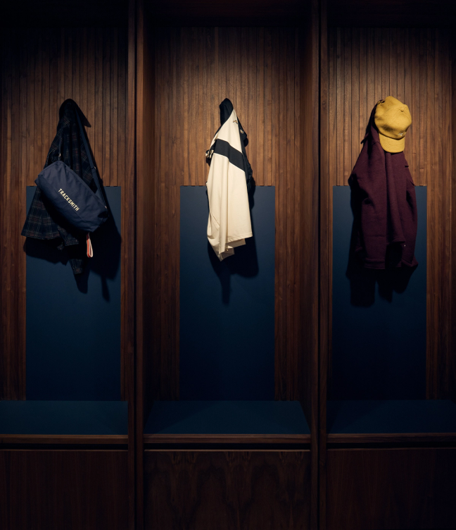 Tracksmith London store, on Chiltern Street, showcasing clothing