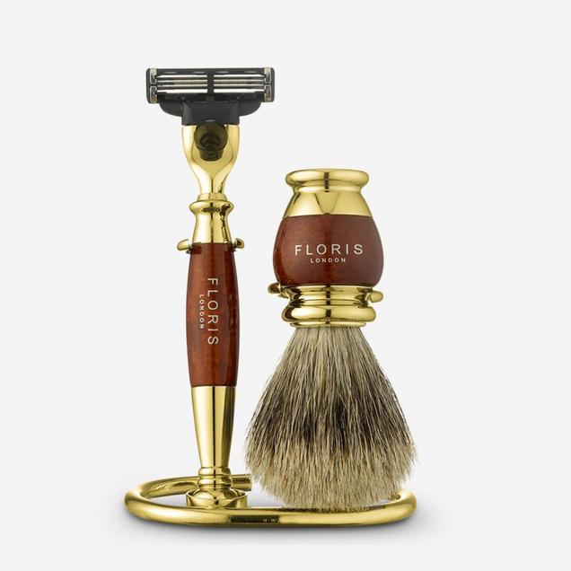 Briarwood & Gold Plate 3 Piece Shaving Set