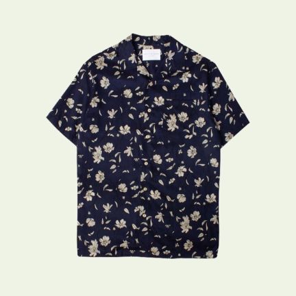 Crammond Shirt In Navy Floral Print Tencel