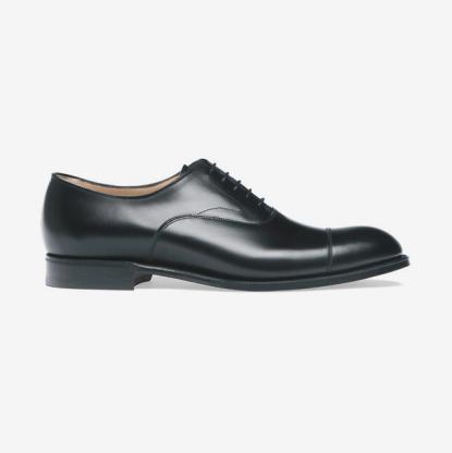 Alfred Capped Oxford in Black Calf Leather