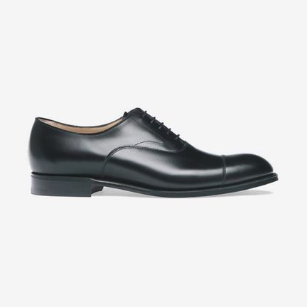 Alfred Capped Oxford in Black Calf Leather