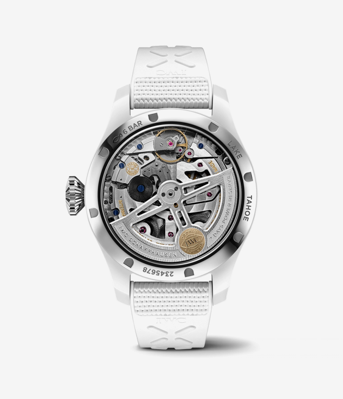 Back view of the IWC Big Pilot White Ceramic Lake Tahoe Perpetual Calendar