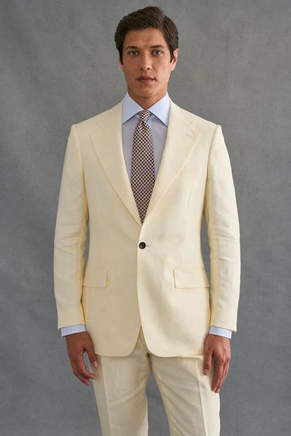 Cream Single Breasted House Cut Linen Blazer